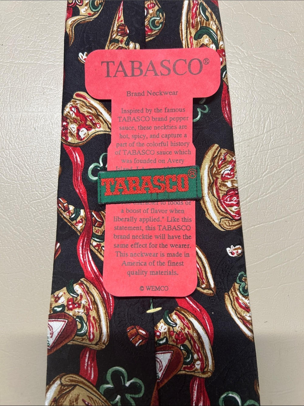 Tabasco Black Tie with Red and Gold Pepper Motif